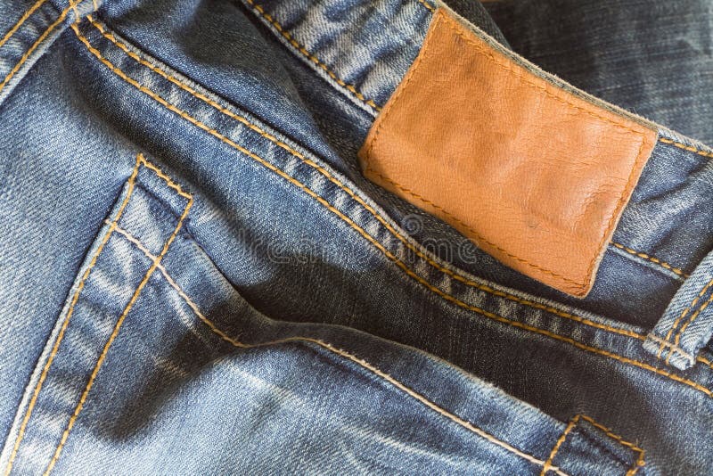 Jeans Pants with Back Pocket and Brown Tag Stock Photo Image of
