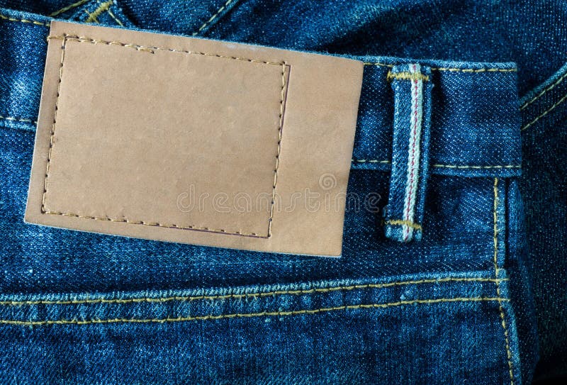 Denim Pocket With Leather Tag Stock Photo - Image of isolated, pocket ...