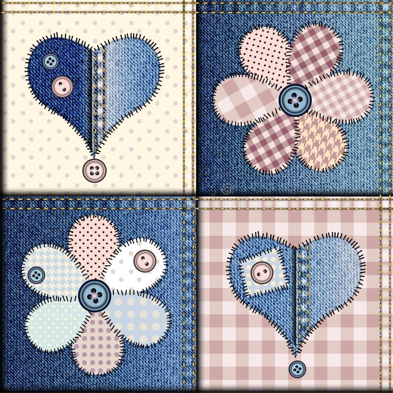 Patchwork With Denim Fabric Patches. Royalty Free SVG, Cliparts, Vectors,  and Stock Illustration. Image 38210228.