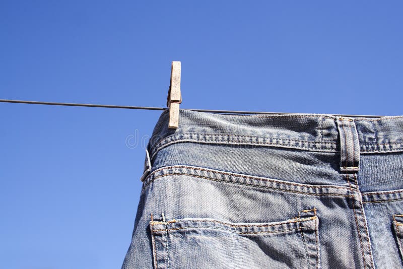 Jeans Pegged To the Wash Line Stock Photo - Image of apparel, line: 8412450