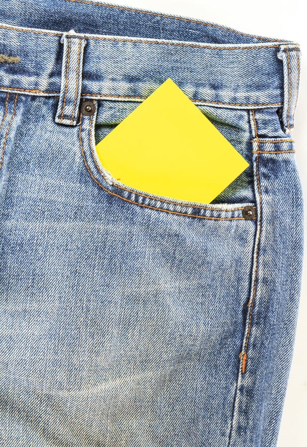 Jeans Pocket With Blank Paper Note Stock Photo - Image of rough, denim ...