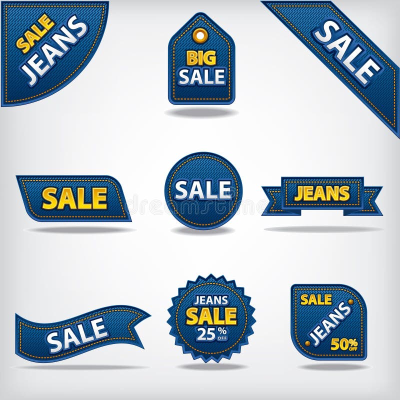 Jeans Sale Labels and Stickers Stock Illustration Illustration of