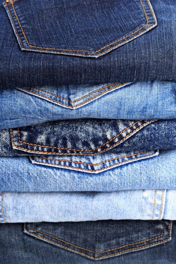 Jeans Trousers Stack Closeup Background Texture - Image Stock Photo ...