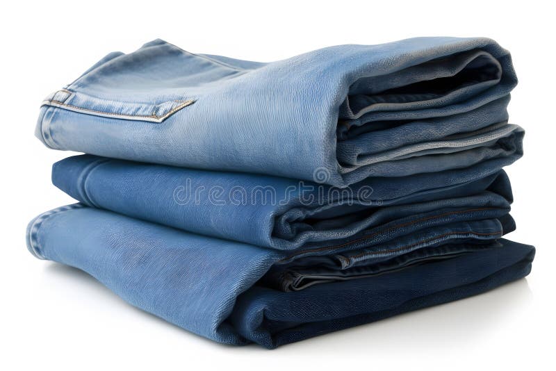 Jeans Trousers Stack on White Background. Neural Network AI Generated ...