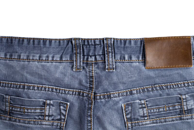 Jeans Waistband, Back Pockets and Leather Label in a Round Cut