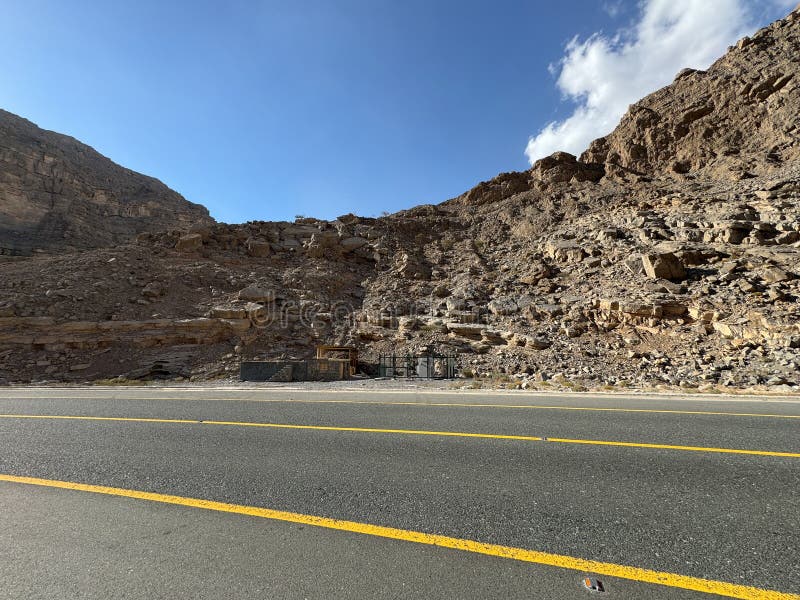 Jebel jais : de viktigaste topparna av uae arkivbild