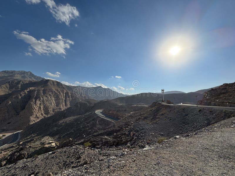 Jebel jais : de viktigaste topparna av uae royaltyfri bild
