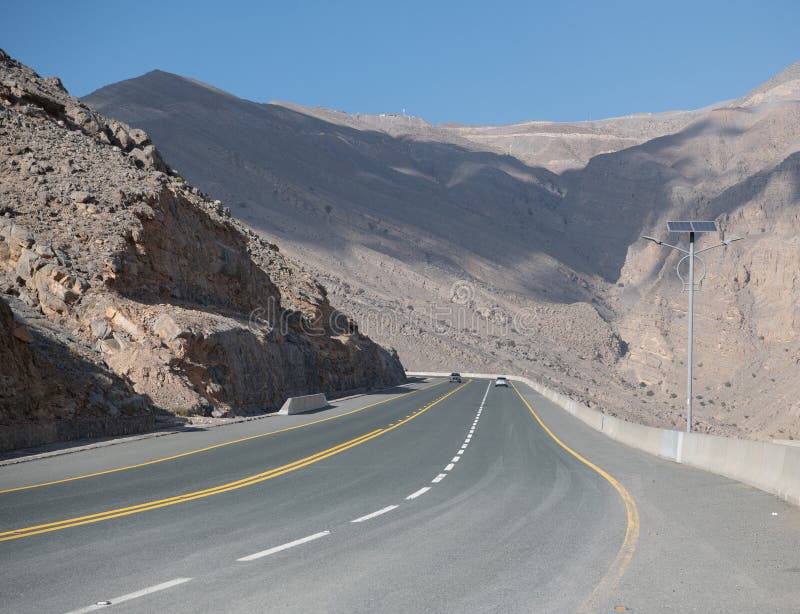 Jebel jais : de viktigaste topparna av uae arkivbild