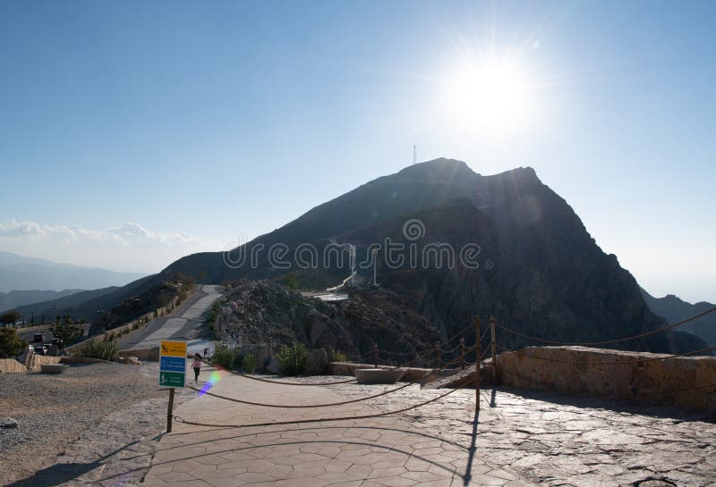 Jebel jais : de viktigaste topparna av uae royaltyfria bilder
