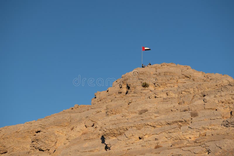Jebel jais : de viktigaste topparna av uae arkivbilder