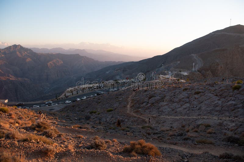 Jebel jais : de viktigaste topparna av uae royaltyfria bilder