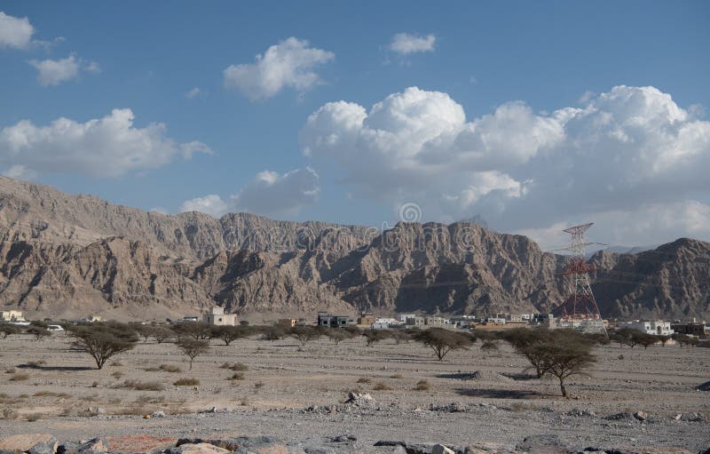 Jebel jais : de viktigaste topparna av uae arkivbilder