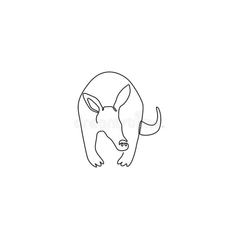 Jeden ciągły rysunek ładnej tardvark dla tożsamości logo firmy. nocna koncepcja maskotki ssaka dla ikony parku nocnego safari ilustracji