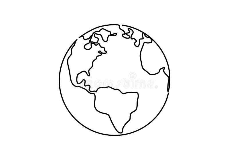 Jeden kreskowego stylu światu ziemi kuli ziemskiej ciągły projekt Prosta nowożytna minimalistic stylowa wektorowa ilustracja na b ilustracji