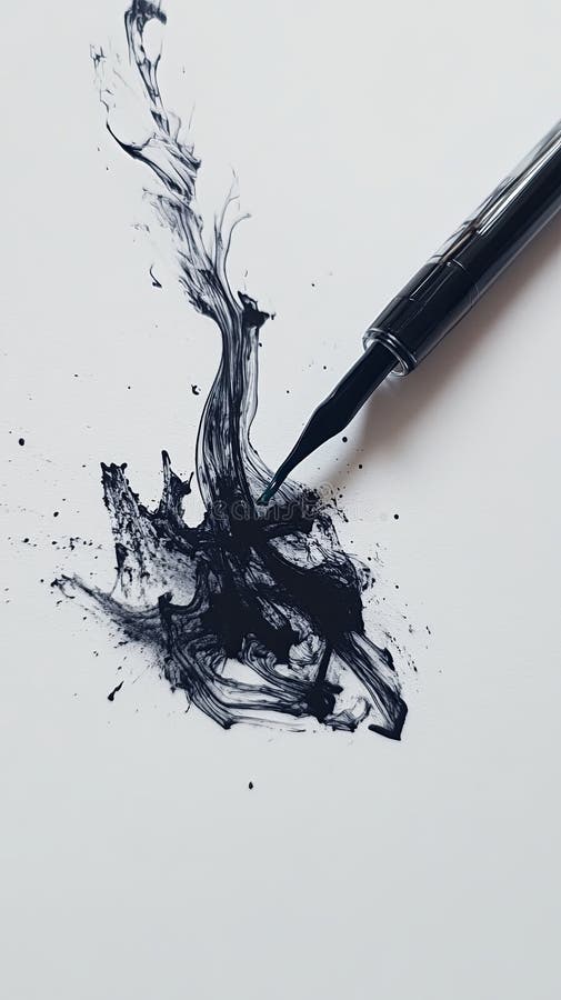 Jedna kropla atramentu na białym papierze ilustracji