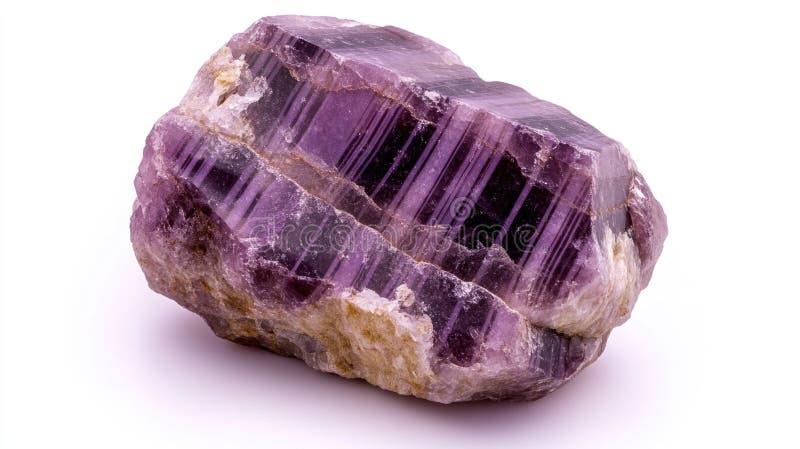 Jedna purpurowa skała siedzi na czystej białej powierzchni royalty ilustracja