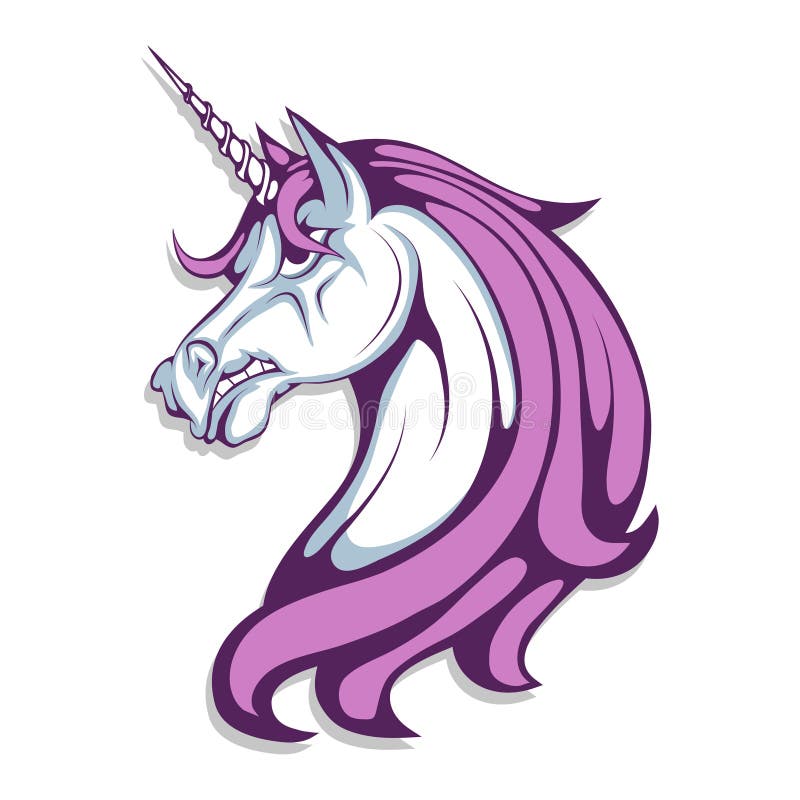 Jednorożec Kreskówki jednorożec głowa Magiczny zwierzę royalty ilustracja
