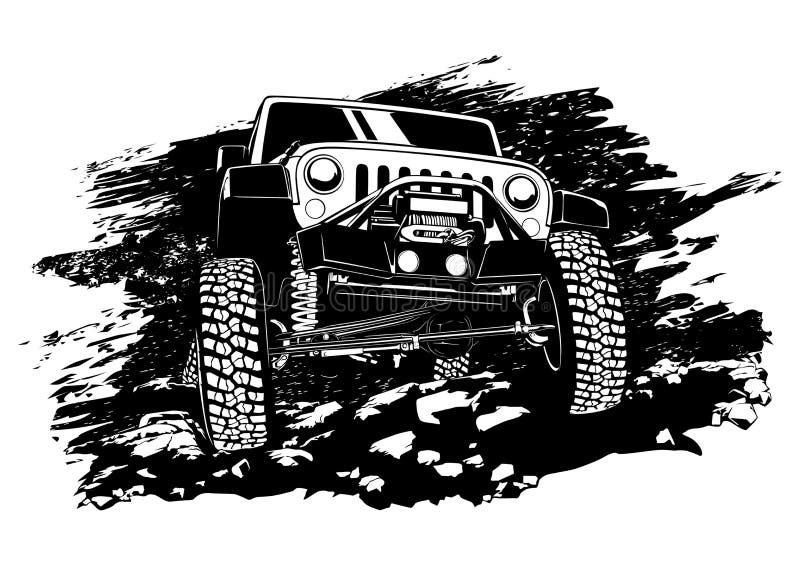 Jeep fuori strada illustrazione vettoriale Jeep fuori strada illustrazione vettoriale