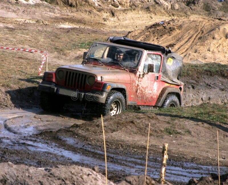 Jeep in the mud road