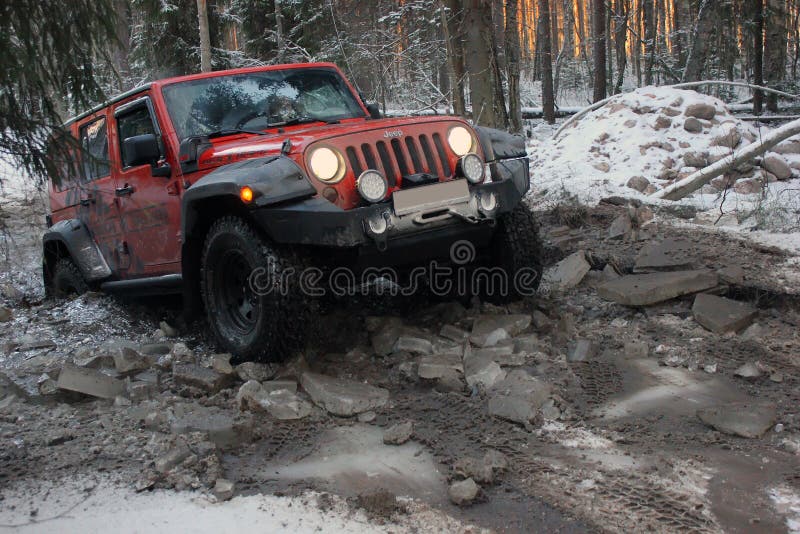 Jeep Wrangler in the Winter Forest, Russia Editorial Stock Photo - Image of  water, snorkel: 46044168