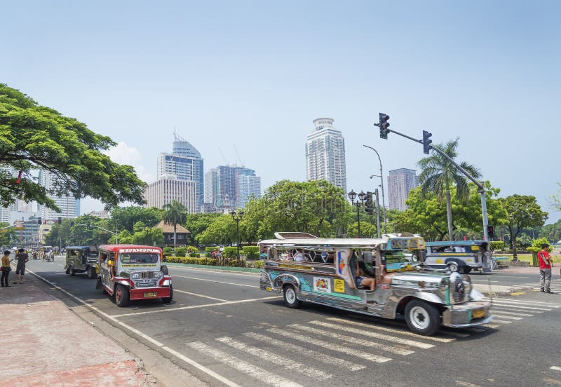 Jeepneys in rizal park manila philippines royalty free stock photos