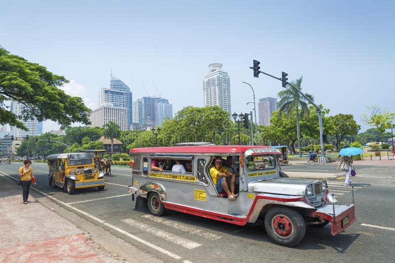 Jeepneys in rizal park manila philippines stock photography