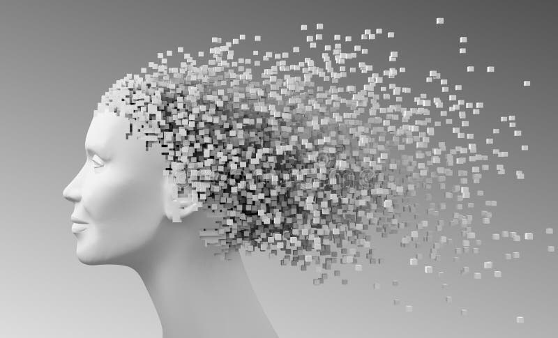 Jefe de la mujer y de los pixeles 3D como pelo libre illustration Jefe de la mujer y de los pixeles 3D como pelo libre illustration