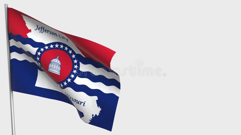 Jefferson City Missouri illustrazione della bandiera sventolante su flagpole