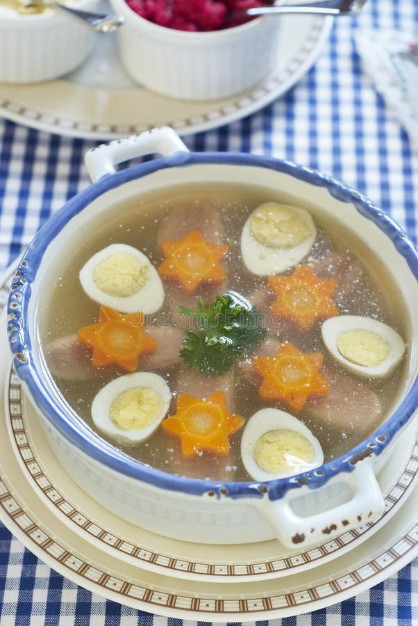 Jellied with Beef Tongue, Carrot and Quail Eggs Stock Photo Image of