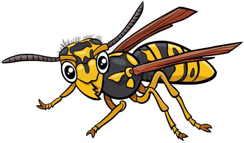 Jellowjacket or Wasp Insect Character Cartoon Illustration Stock Vector
