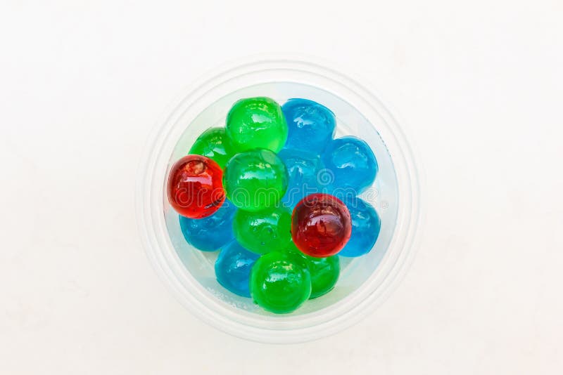Jelly ball in plastic cup. stock image. Image of transparent 85528133