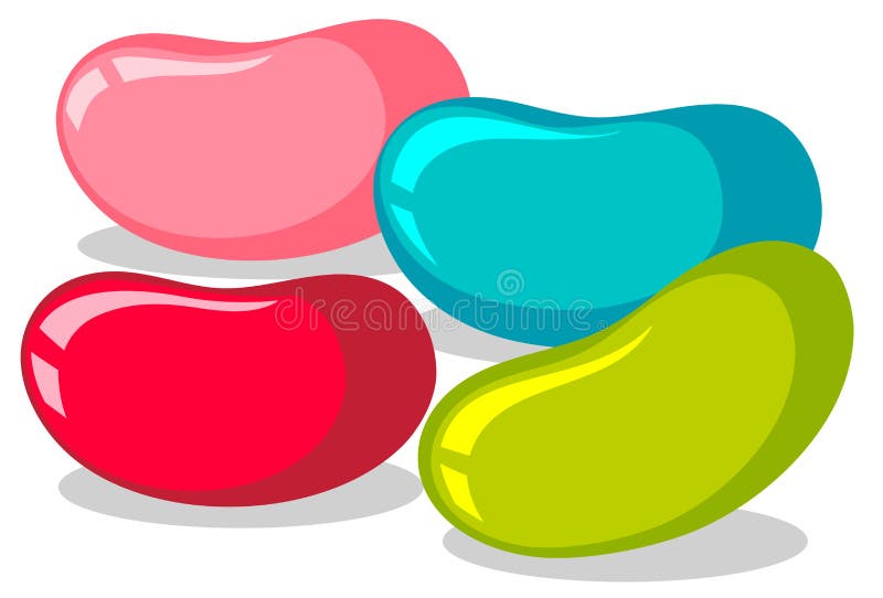 Jelly beans in four colors stock vector. Illustration of clip - 68498920