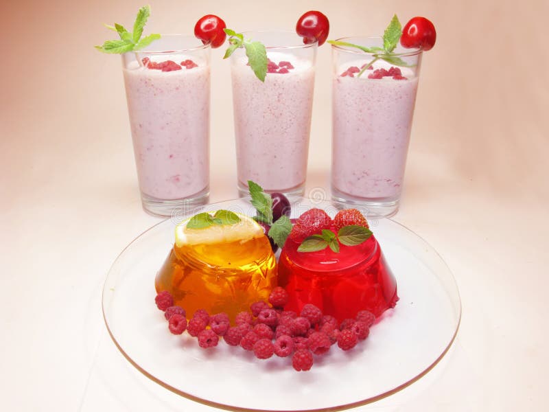 Two jelly fruit dessert stock photo. Image of glass, color 15082858