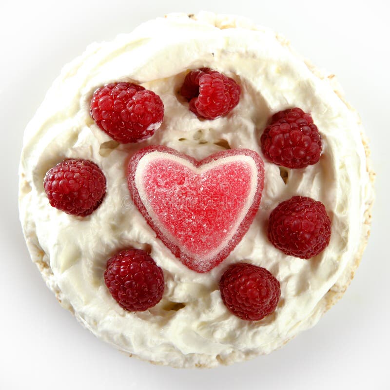 Jelly Hearth Cream Cake with Raspberries Stock Image Image of