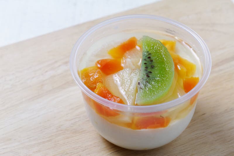 Jelly Pudding Fruit Salad on Wood Plate Stock Image Image of herbal