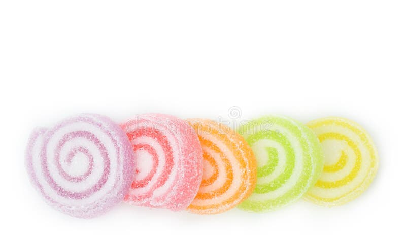 Jelly sugar candies on white background stock photos Jelly sugar candies on white background stock photos
