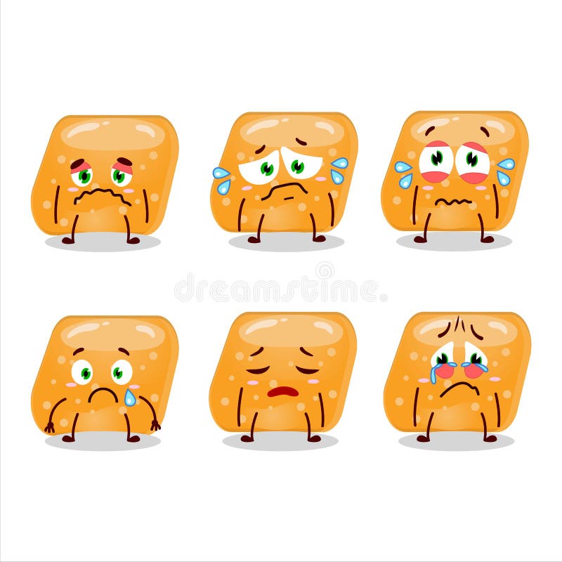 Jelly Sweets Candy Orange Cartoon Character with Sad Expression Stock