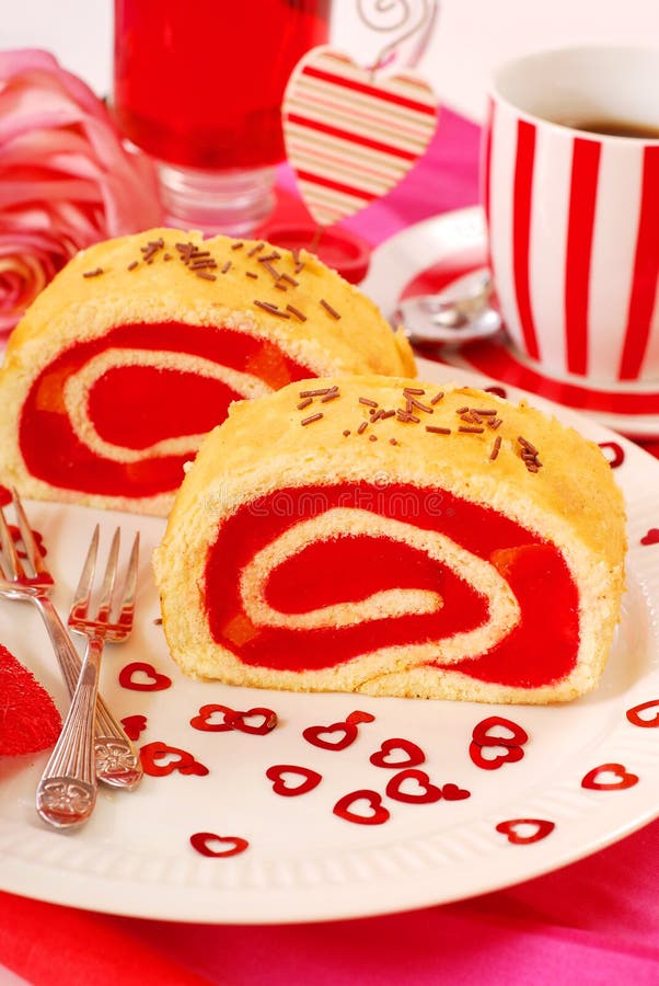 Jelly swiss roll stock image