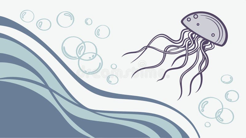 Jellyfish in abstract water with bubbles, marine life vector design Generative AI royalty free illustration