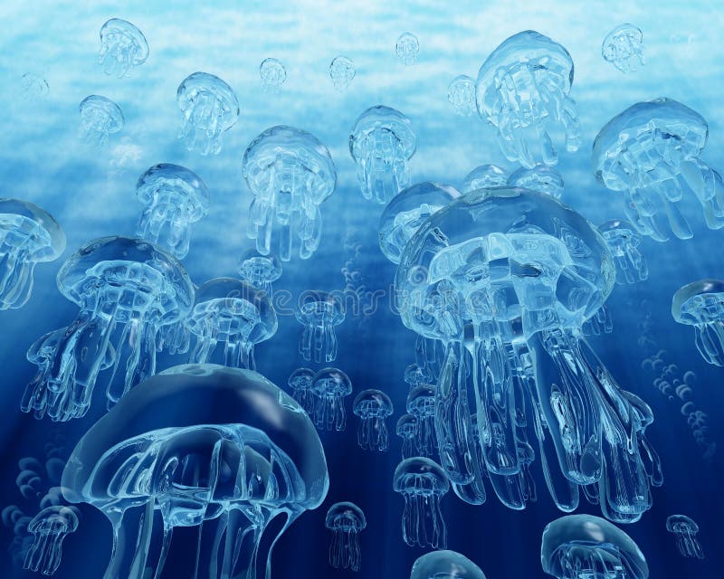 Jellyfish background stock illustration. Image of light 22383470