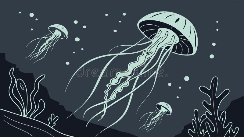Jellyfish in deep ocean, marine life and underwater creature vector design Generative AI vector illustration
