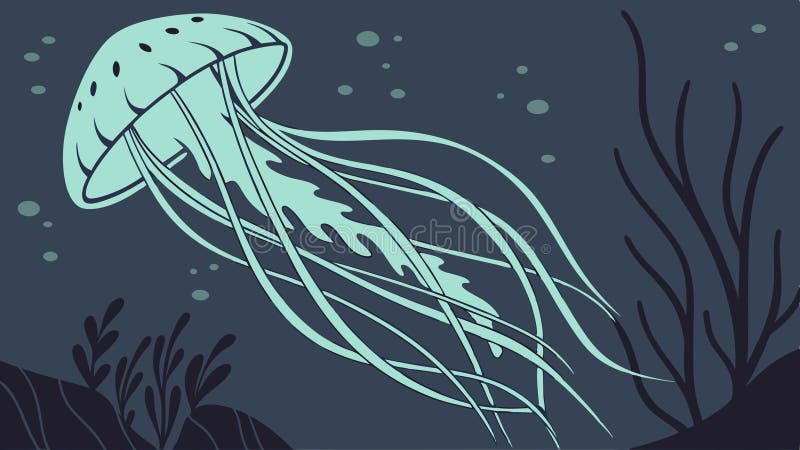 Jellyfish Floating in Dark Waters Marine Life, vector design Generative AI vector illustration
