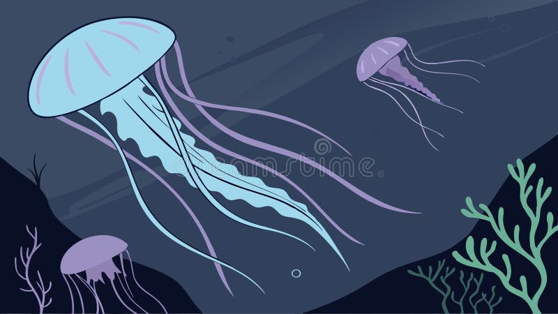 Jellyfish Floating Deep Sea Marine Bioluminescent, vector design Generative AI royalty free illustration
