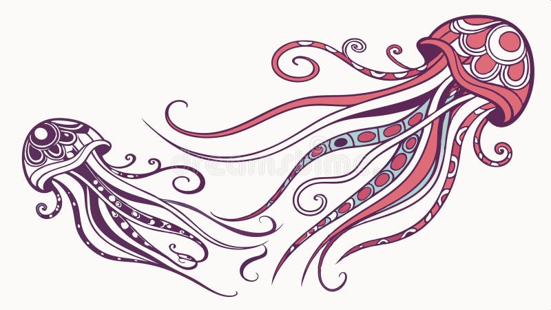 Jellyfish floating in deep sea, marine life and ocean depths vector design Generative AI stock illustration