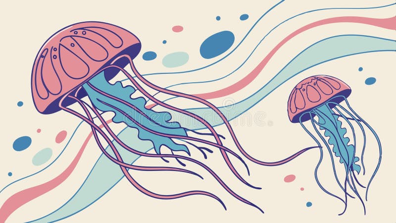 Jellyfish floating illustration, underwater marine life, ocean and ethereal themes vector design Generative AI vector illustration