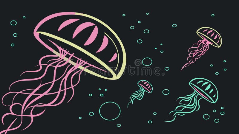 Jellyfish floating in ocean depths, deep sea life vector design Generative AI royalty free illustration