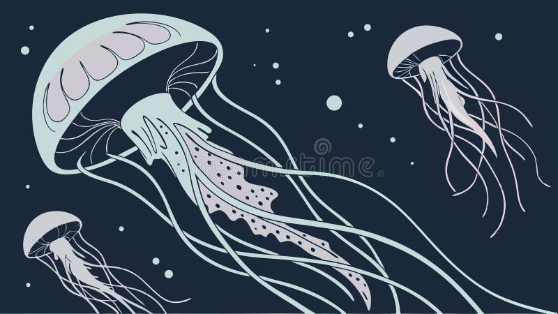 Jellyfish floating in ocean. Underwater marine life and ethereal beauty. vector design Generative AI stock illustration