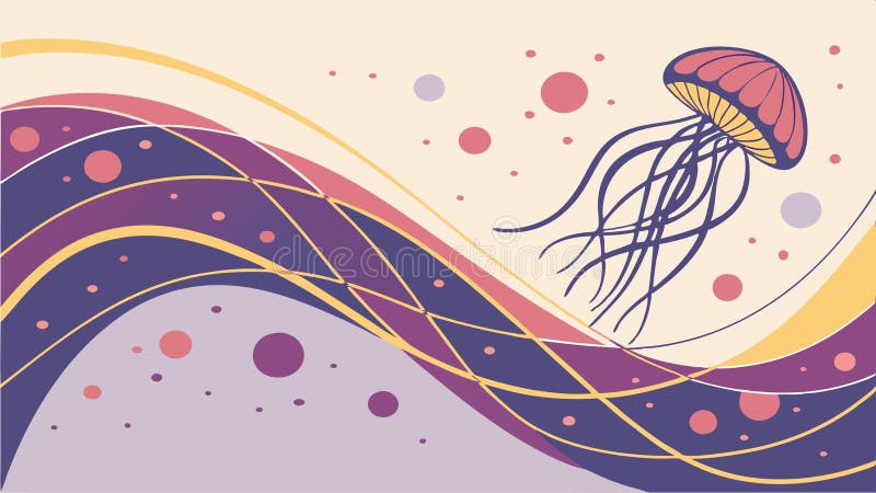 Jellyfish floating in ocean with wavy background vector design Generative AI vector illustration