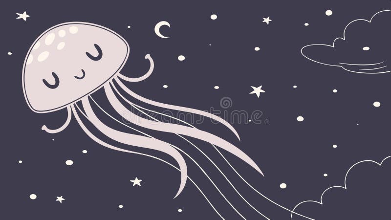 Jellyfish floating in space, surreal creature and cosmic scene vector design Generative AI stock illustration