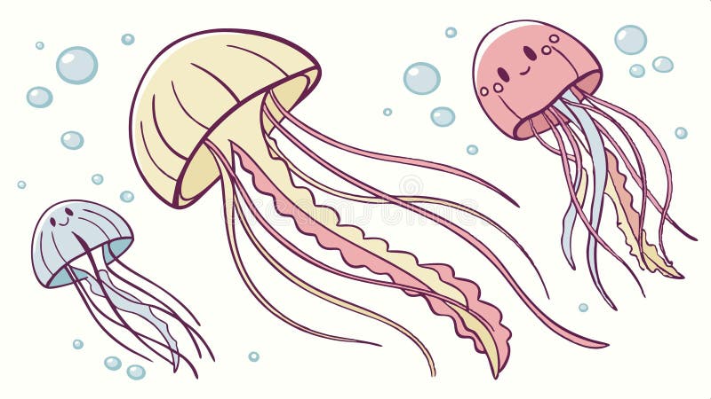 Jellyfish floating underwater, marine life and ocean creature illustration vector design Generative AI royalty free illustration